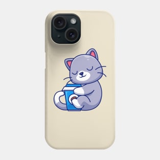 Cute Cat Hug Coffee Cup Cartoon Phone Case