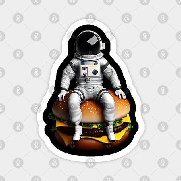 Space astronaut cheeseburger Magnet by FromBerlinGift