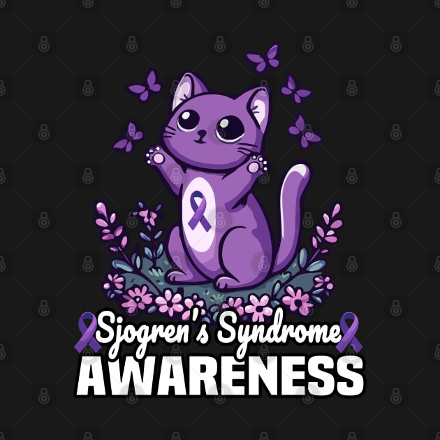 Sjogren's Syndrome Awareness Cat And Butterflies by MoDesigns22 