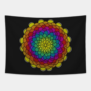 Rainbow Mandala flower Tapestry