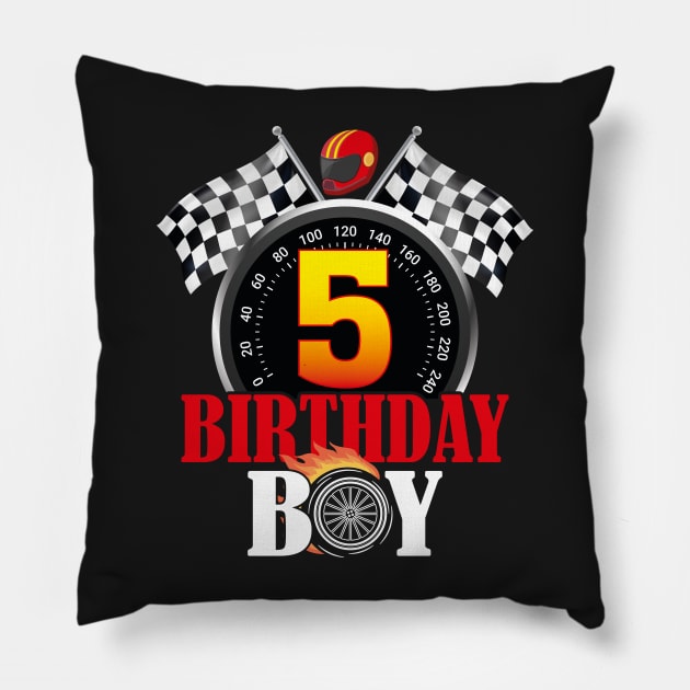 Kids 5th Birthday Racing Car Driver Pillow by GShow