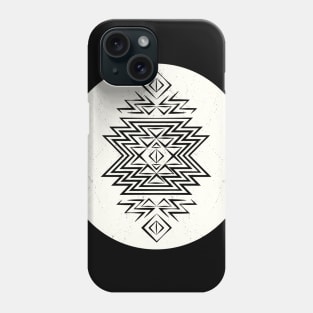vintage aztec pattern in faded circle white Phone Case