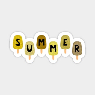 Yellow ICE CREAM STICKS with SUMMER Word (dancing letters) Magnet