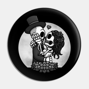 Skeletons Getting Married Black And White Edition Pin