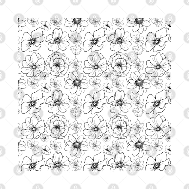 Sketch Flower Pattern by SomebodyArts