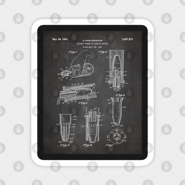 Whisky Pourer Patent - Whisky Art - Black Chalkboard Magnet by patentpress