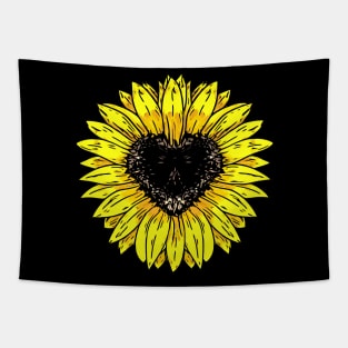 Sunflowers heart, yellow flowers, cute design Tapestry