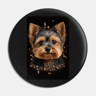 Super Cute Yorkshire Terrier Puppy Portrait Pin