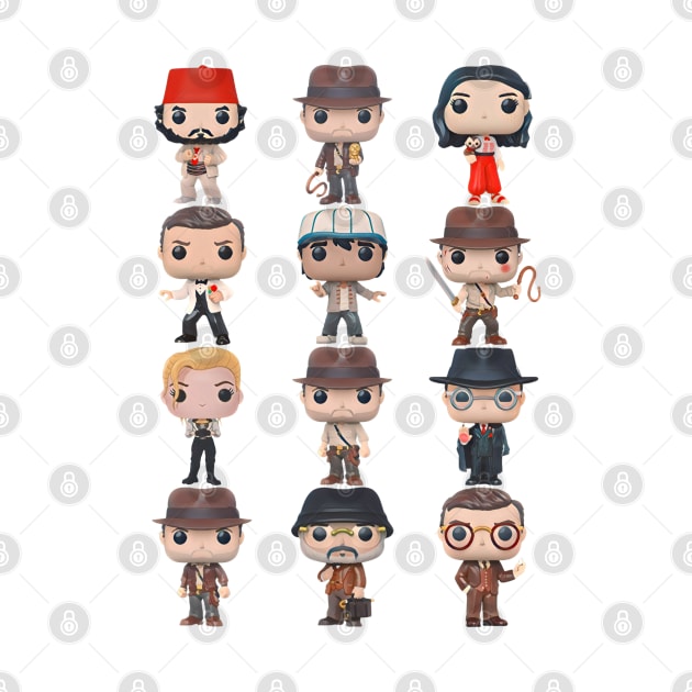 indiana jones & friends (funko pop inspired art) by shopanniekat