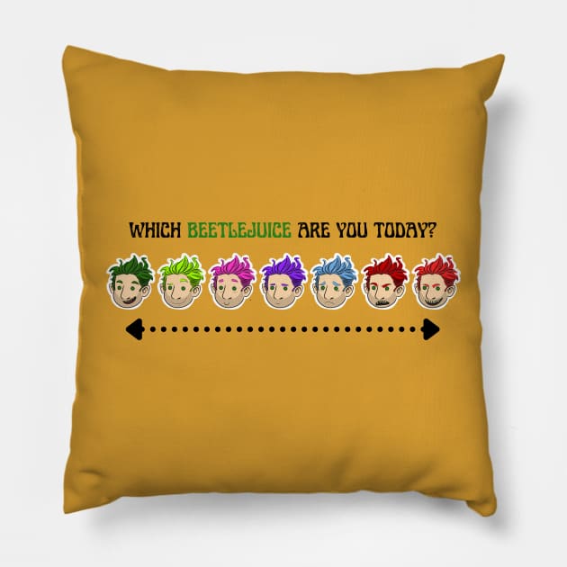 Beetlejuice Moods LightBG Pillow by monoblocpotato