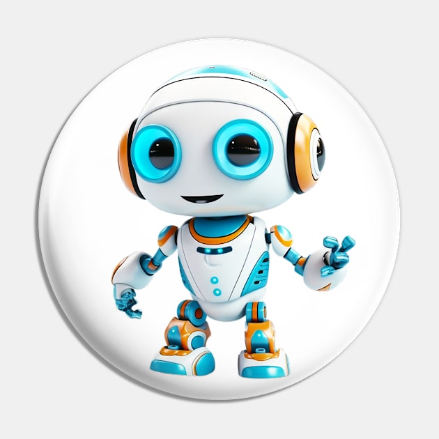 Futuristic Adorable White Toy Robot - 3D Character Design Pin by Lematworks