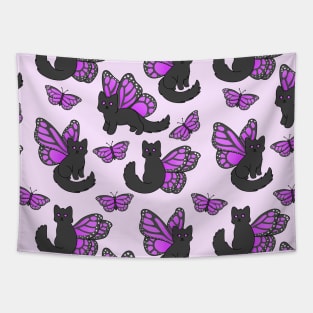 Purple Butterfly Cat Tapestry