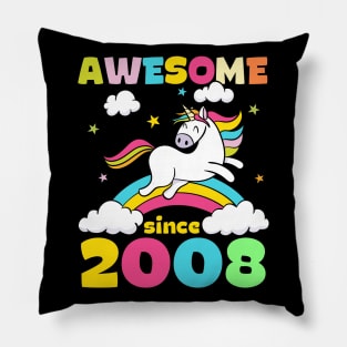 Cute Awesome Unicorn Since 2008 Funny Gift Pillow