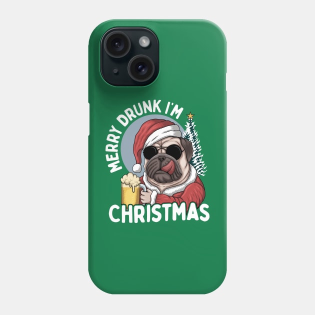 Merry Drunk I'm Christmas - Funny Pug Phone Case by TwistedCharm
