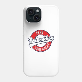 peru backpacker world traveler logo. Phone Case