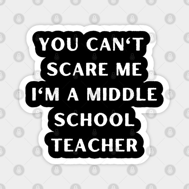 You can't scare me i'm a Middle School Teacher. Halloween Magnet by Project Charlie