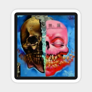 Skull with a split personality Magnet