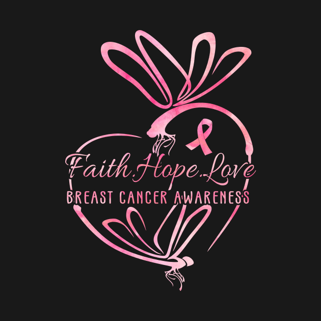 Dragonfly Faith Hope Love Breast Cancer Awareness by Kaileymahoney