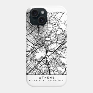 ATHENS GREECE BLACK CITY STREET MAP ART Phone Case