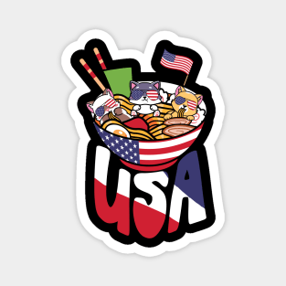 Ramen Cats US Flag 4th July Magnet