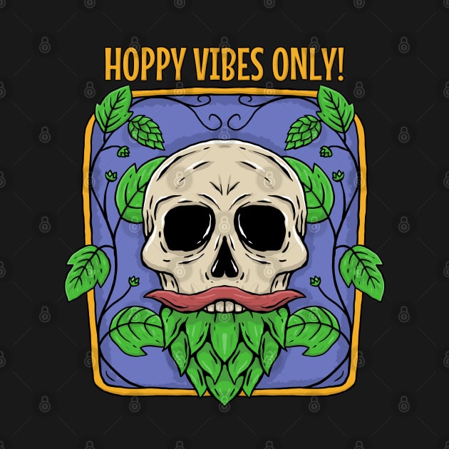 Brewing T-shirt - Hoppy vibes skull by kantortegalsari