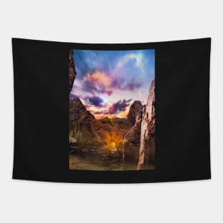 Golden Rock Sunset Tapestry