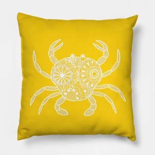 Mandala Crab (yellow and white inverted) Pillow