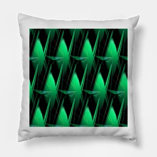 overlapping green diamond shape repeating on black background Pillow