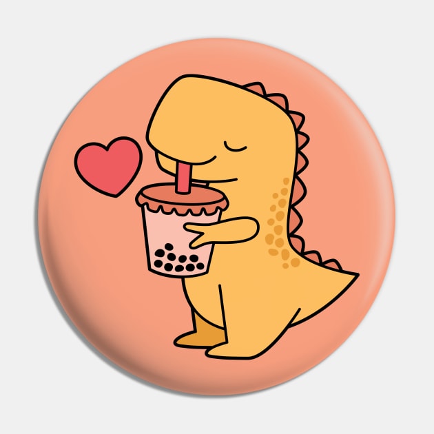 Boba Tea Rex - Cute Bubble Tea Dinosaur Pin by BobaTeaMe