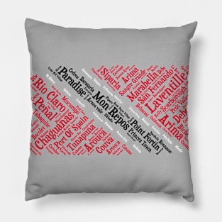 Trinidad and Tobago Flag with City Names Word Art Pillow