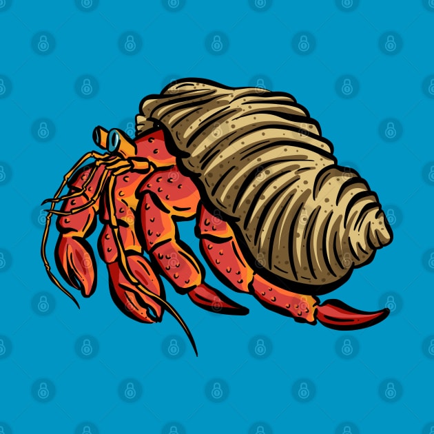 Big Red Hermit Crab cartoon illustration by Squeeb Creative