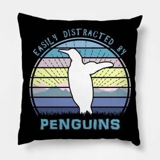 Easily Distracted By Penguins Pillow