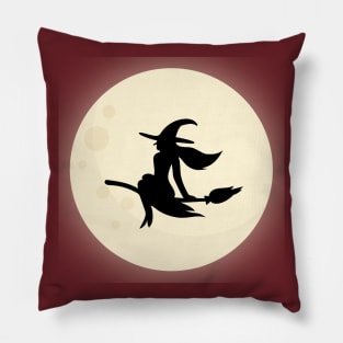 Flying Witch Moon Background Pillow