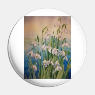 Snowdrops watercolour painting Pin