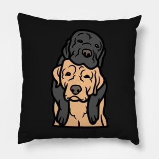 A cute Labrador and a Golden Retriever Drawing | 2 Dogs Sitting With Their Backs To You | For Labrador Owners | For Golden Retriever Owners Pillow