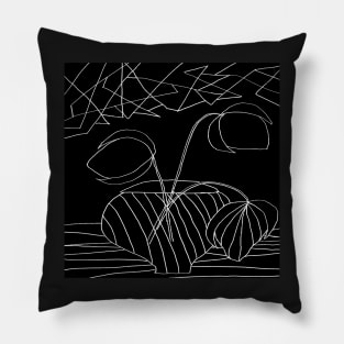 Black Flowers in Vase Pillow