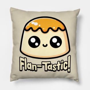 Flan-Tastic! Cute Flan Dessert Pun Pillow