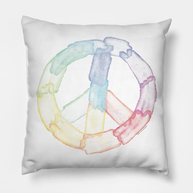 Watercolor Peace Sign Pillow by Penny Jane Studios