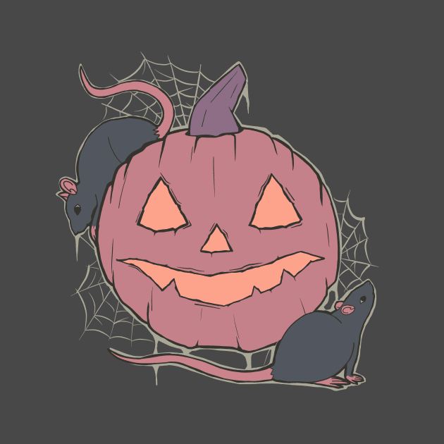 Haunted Pumpkin & Rats by Adrielle-art
