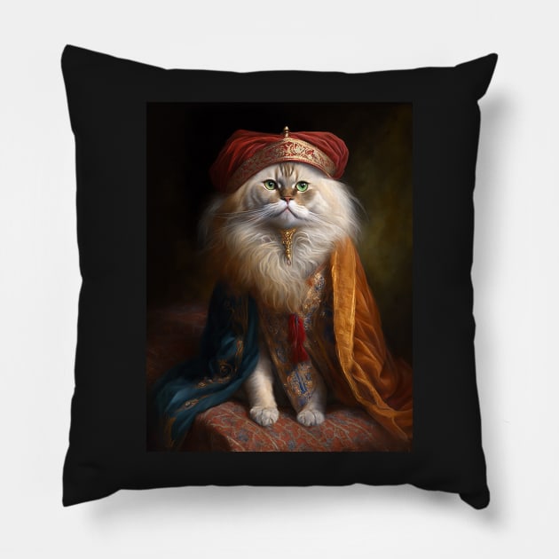 Royal Portrait of a Persian Cat Pillow by pxdg