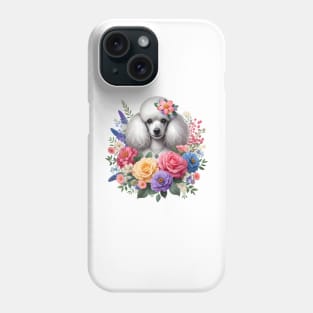 A poodle decorated with beautiful colorful flowers. Phone Case