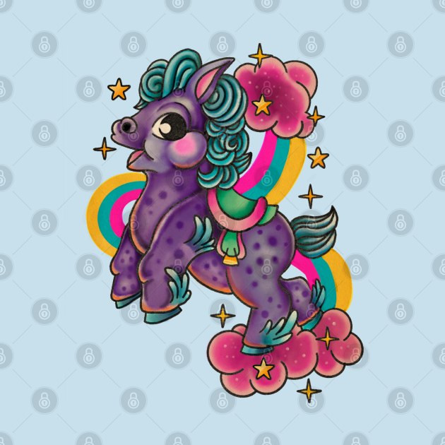 Vintage cute pony rainbow designs by SlinkSkull