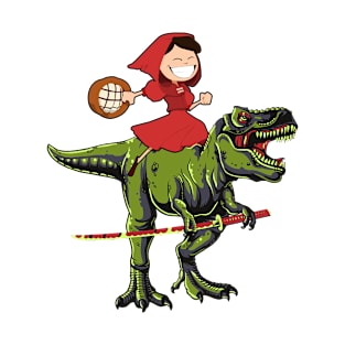 Girl Riding Dinosaur T rex Samurai Gifts Kids Pie T-Shirt