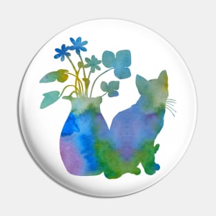 Cat and flowers Pin