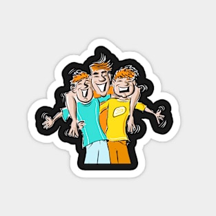 Three guys hugging Magnet