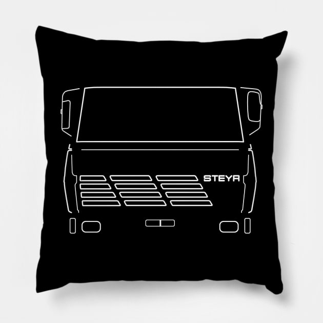 Steyr classic 1970s truck white outline graphic Pillow by soitwouldseem