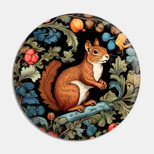 Squirrel in Forest | William Morris Inspired Art | Nature Artwork T-Shirt Pin