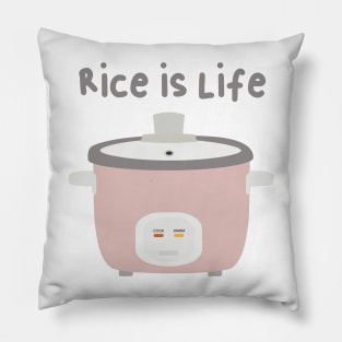 Rice is Life Rice Cooker Asian Pun Kitchen Pillow