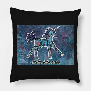 Stride into Ease. Magical Unicorn Watercolor Illustration. Pillow