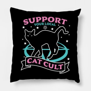 Support Your Local Cat Cult - Pastel Goth Occult Halloween Pillow